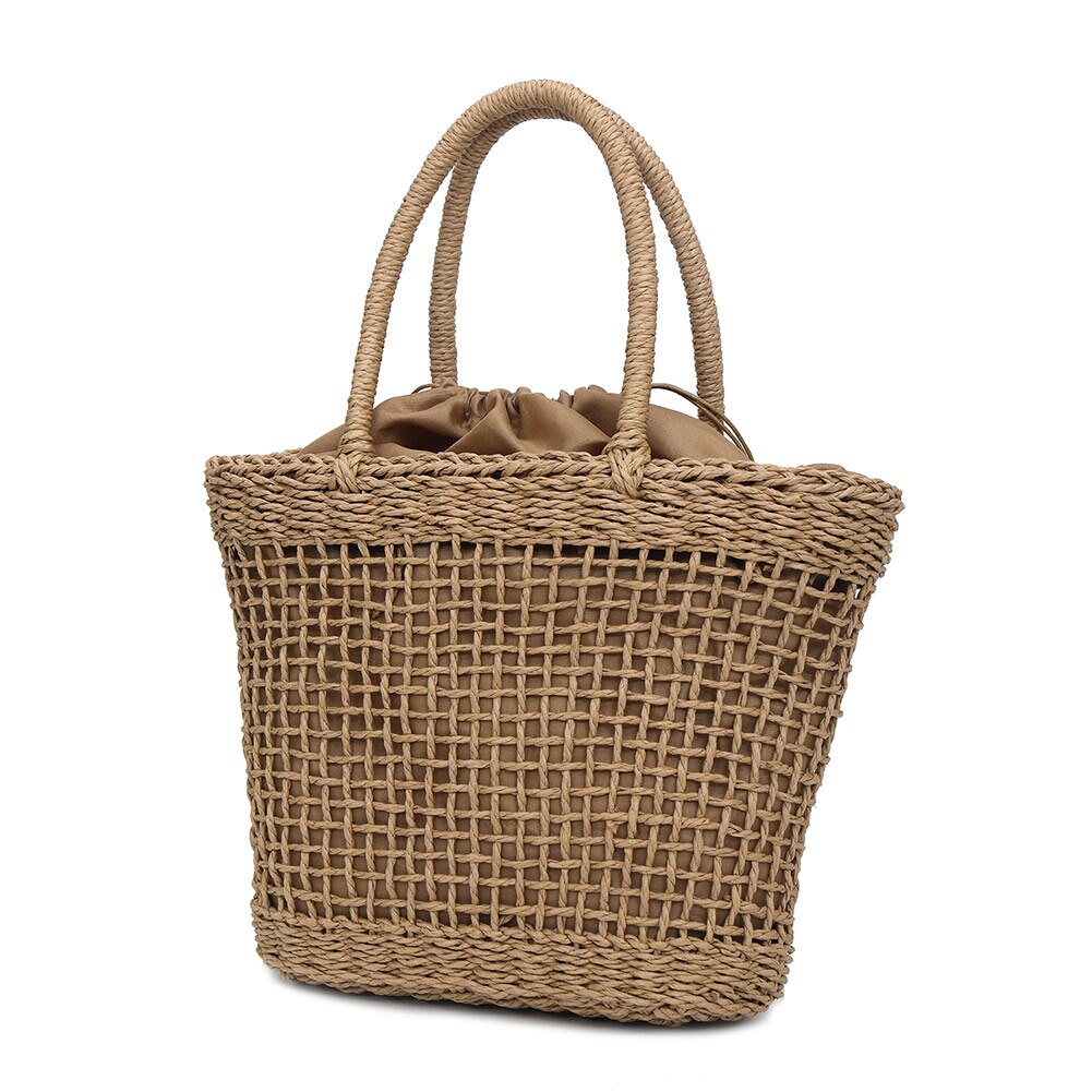 Vrouwen Hollow Retro Handtas Stro Geweven Tote Grote Capaciteit Zomer Strand Schoudertas Party Shopping LXX9