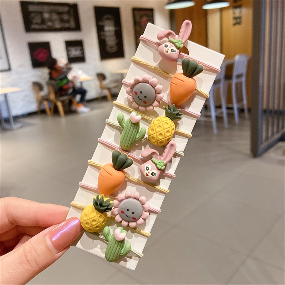 10 Pcs/Set Cute Floral Girls Rubber Bands Princess Kawaii Hair Ornament Headwear Elastic Hair Bands Headbands Hair Accessories: 2