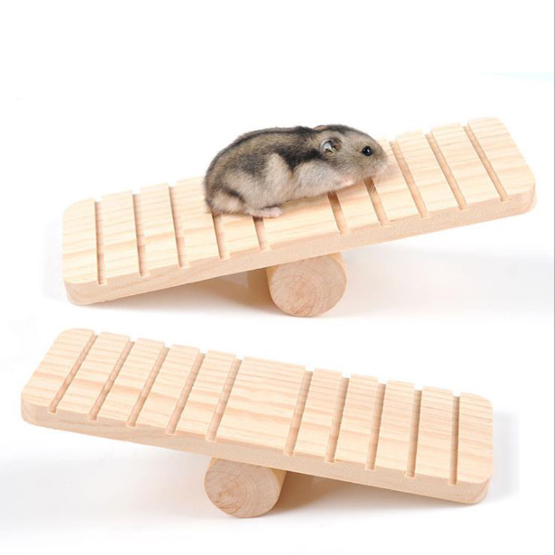Trä gungbräda för husdjur hamster rolig råtta mus kanin chinchillor marsvin liten lekstuga träning leksak djur leksak mini