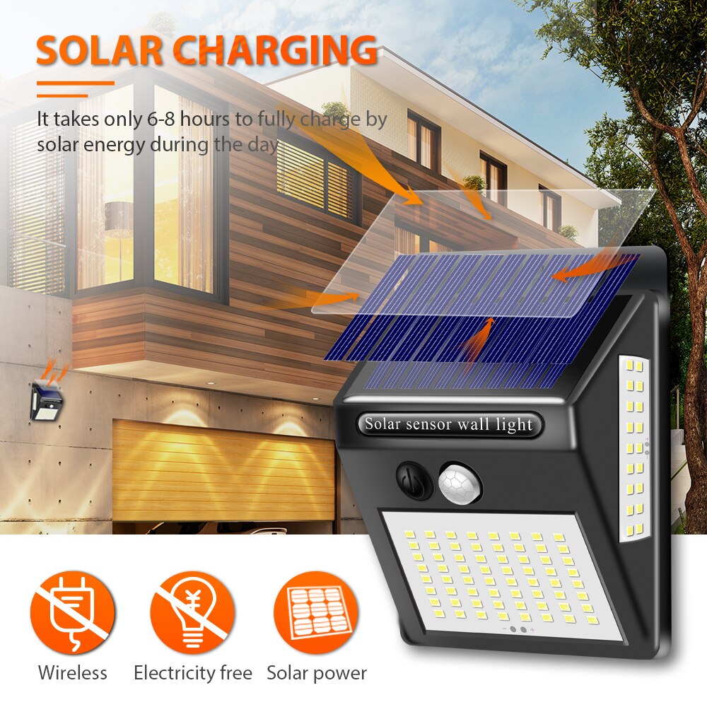 Inghoo 100LED solar licht wasserdichte solar motion sensor licht outdoor PRI garten lichter hof lichter super helligkeit wand licht