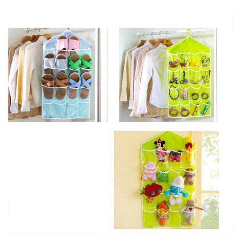 Transparent Storage Bag Wall Hanging Organizer Closet Kindergarten Locker Pocket Clothes Cabinet Bag Multifunction Wardrobe Stor