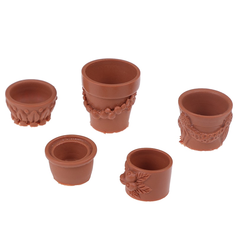 7pcs/set Resin Flowerpot Bonsai Pots Mini Garden Plant Pot Home/Office/Garden Decoration Supplies Doll House Accessories