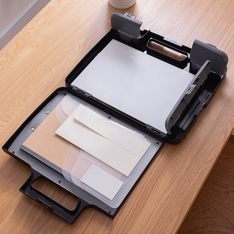 A4 Storage Clipboard File Box Case Document File Folders Clipboard Portable Clipboard Storage Case with Calculator