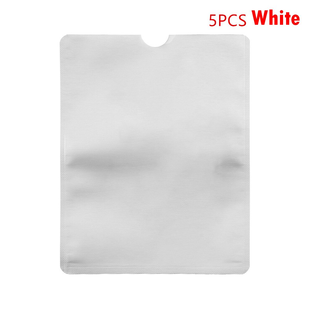 Lot de 5 protections de cartes bancaires anti-démagnétisation en aluminium, sac de protection rfid, brosse antivol nfc, porte-cartes d'identité, bureau: Blanc 1