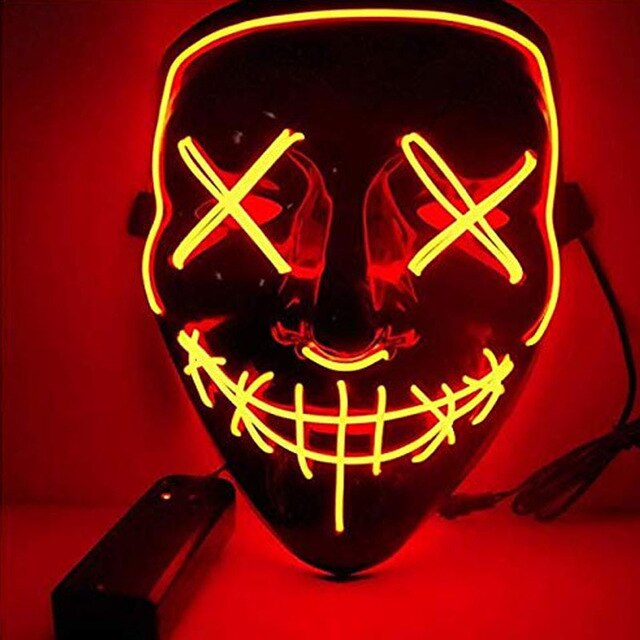 Halloween led maske purge masker valg mascara kostume dj party light up masker glød i mørke mascara horror maske glødende: Rød