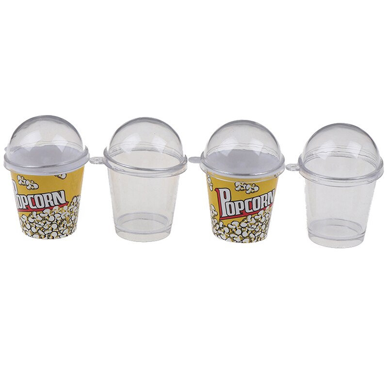 10 stücke DIY Reize Kunststoff Tassen Miniatur Nette Mini Tasse mit Kuppel Deckel Puppe Haus Popcorn Eis Schmuck Zubehör