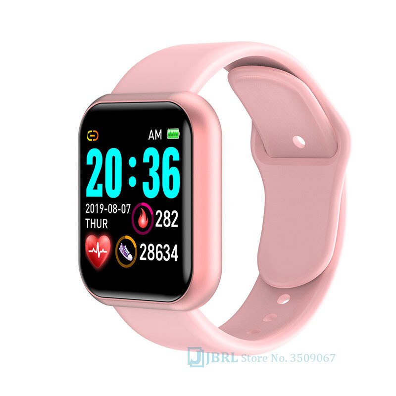 Smart watch kvinder mænd smart band fitness tracker pulsmåler elektroniske armbåndsure til andriod ios smart smartwatches: Y68 lyserøde