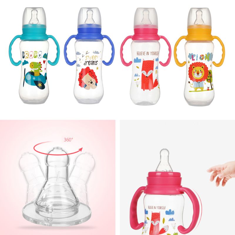 Baby Newborn Nursing Nipple Bottle Safety Silicone Pacifier Milk Water Bottles Children Infant Feeding 240ml For Baby