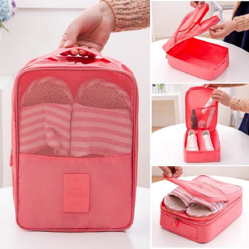 3 Layers Portable Shoes Storage Travel Bags Organizer Mesh Sorting Pouch Dustproof Bags Waterproof Unisex Shoes Covers Tote Bag