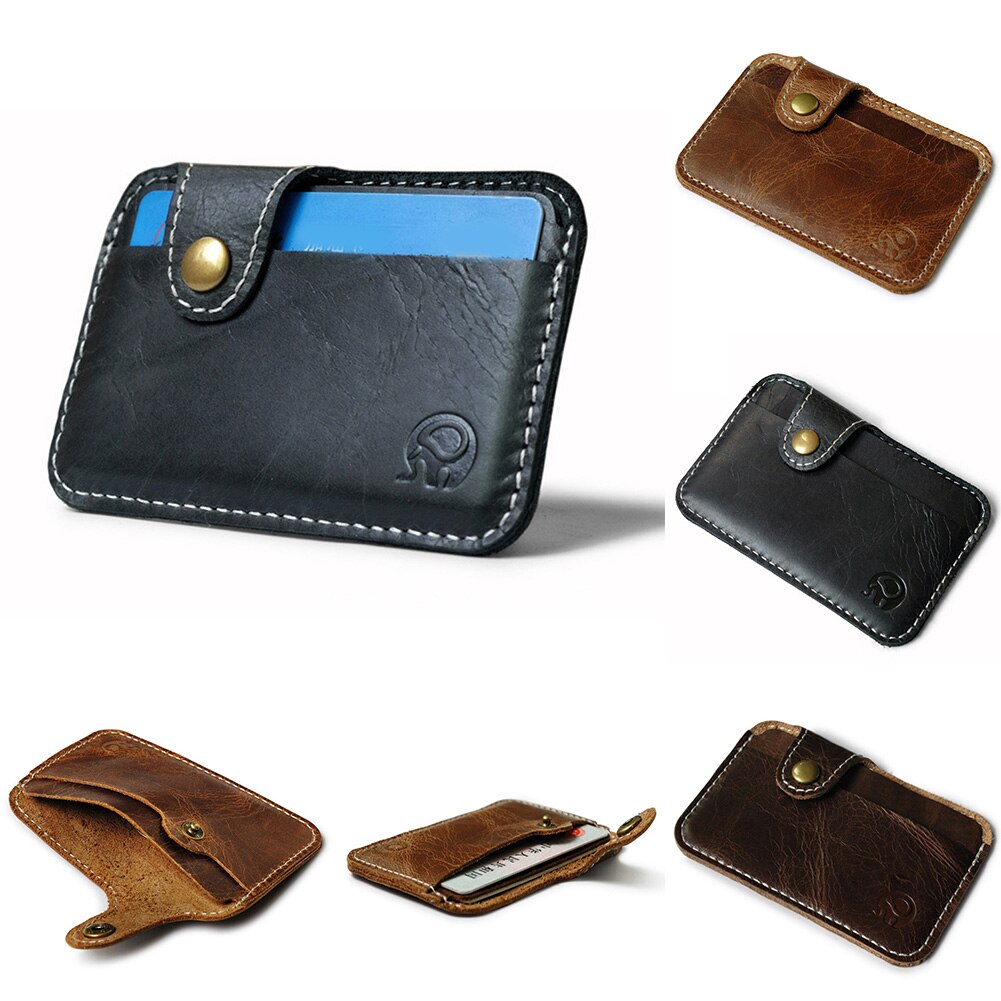 1 Stuks Retro Lederen Card Wallet Mannen Business Bank Kaarthouder Dunne Credit Card Case Handige Kleine Kaarten Pack Cash pocket