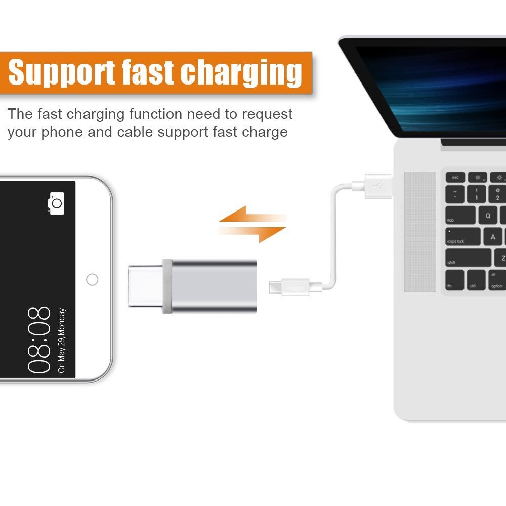 8MM Long USB Type C Adapter For LG V30 Blackview BV8000/BV9000/Pro S6 Micro USB Female To Type C Male Converter Type-C Adapter