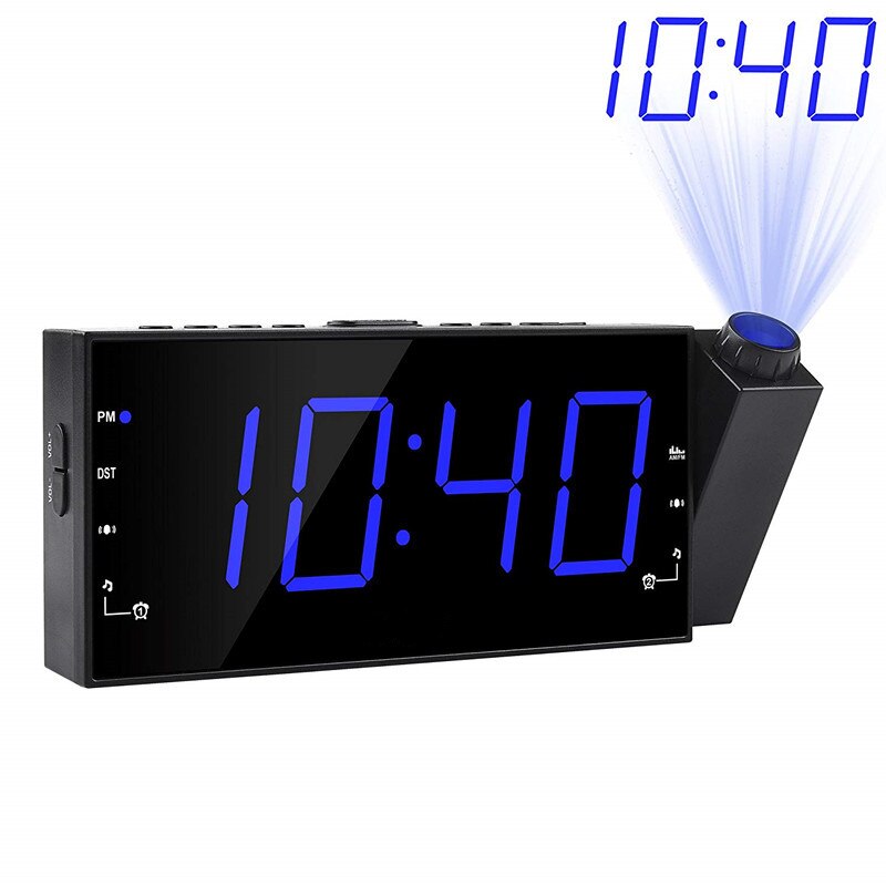 USB Digitale Projektion Wecker nasser Bahnhof Temperatur Schreibtisch Zeit Datum Anzeige Projektor Kalender aufwachen hoch Tisch LED Uhr: Stil F Blau