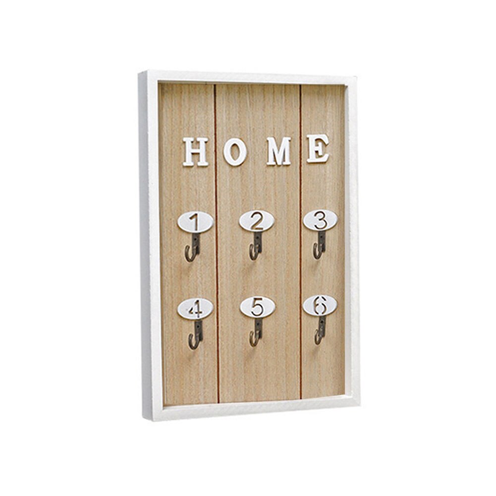 Porte-clé mural | Étagère de rangement pour clé, organisateur mural avec 6 crochets pour la maison, la cuisine, décor de salle de bains: Wood color