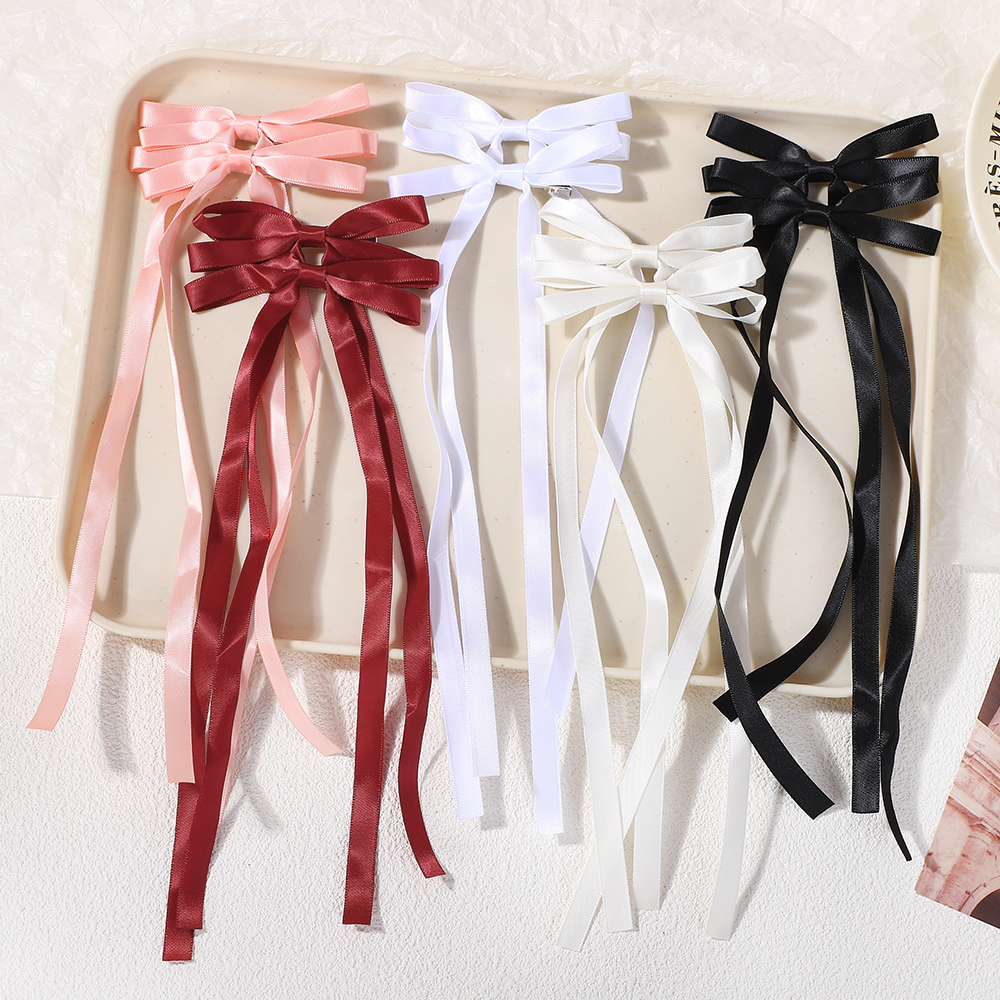 Horquilla con lazo para el pelo para mujer y niña, 2 piezas, cinta para el pelo, pinzas para la cabeza, lazo blanco y negro, accesorios para el cabello femenino