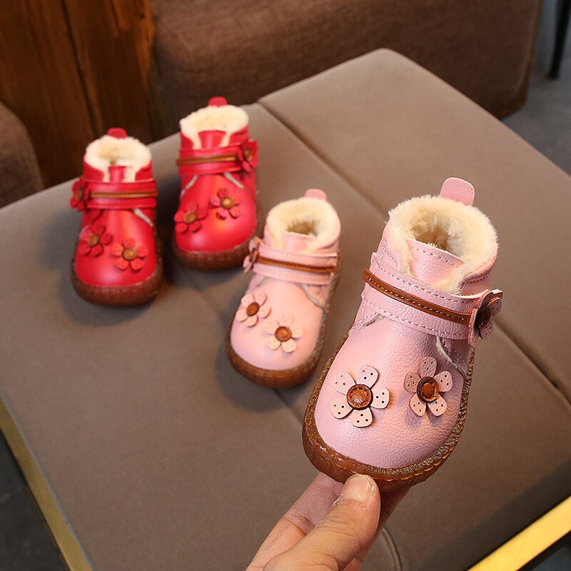 COZULMA-bottines de neige à crochet et boucle | Chaussures chaudes en peluche pour enfants, chaussures d'hiver pour enfants, bottes de neige pour filles, taille 15-25