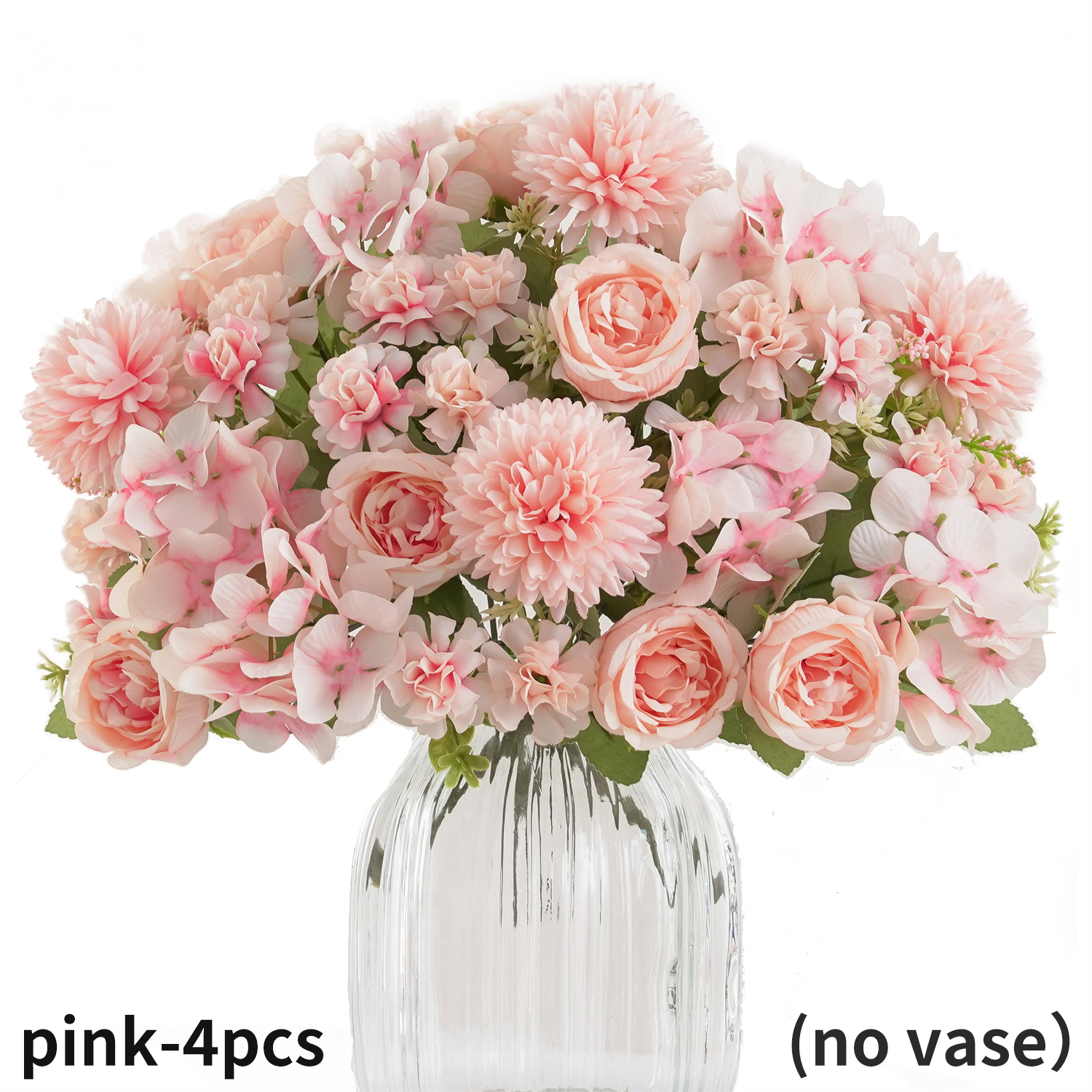 Ramo de flores artificiales realista de 1/4 Uds., ramos reutilizables de hortensias y crisantemos de peonía sintética con tallo, decoración para la habitación del hogar: Deep Pink