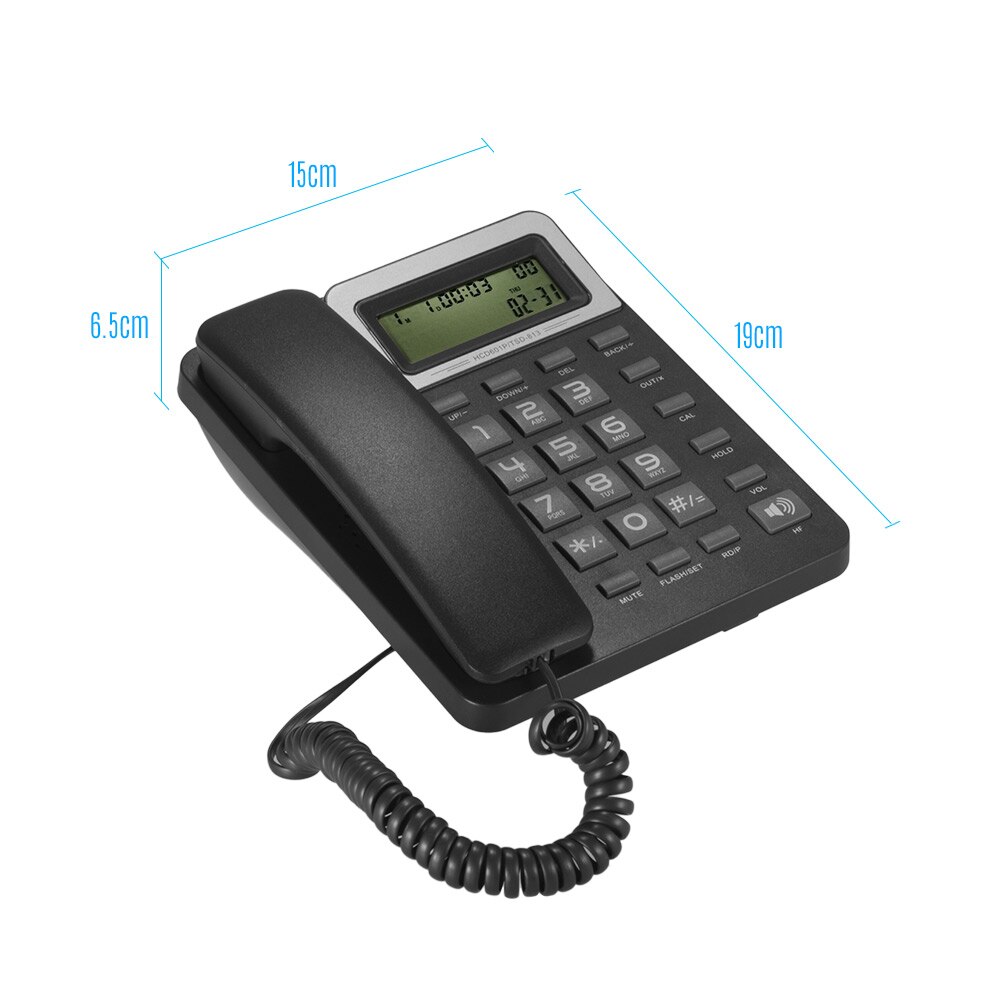Desktop Corded Landline Phone Fixed Telephone LCD Display Mute/ Redial/ Hands Free/ Calculator Functions for Bank Call Center