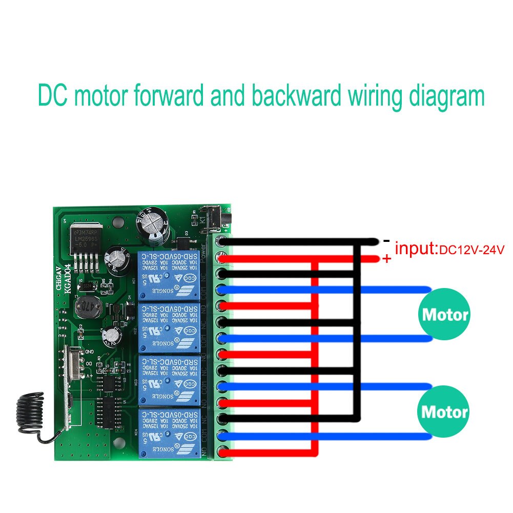 433Mhz Universele Draadloze Afstandsbediening Dc 12V 24V 4CH Relais En Zender Remote Garage/Led/Licht/Fan/Huishoudapparatuur Schakelaar