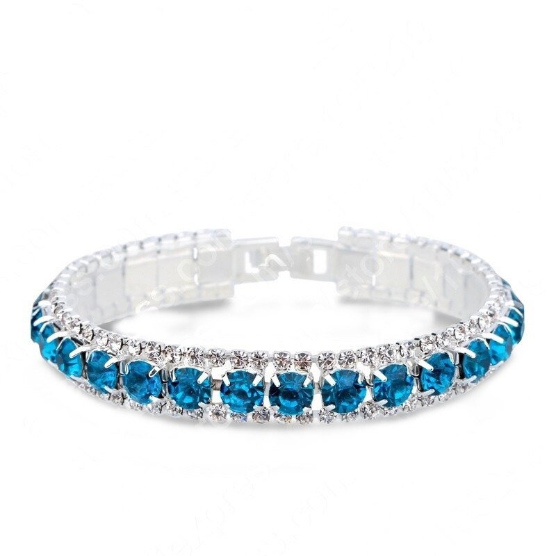 925 Sterling Zilver Silve Vrouwen Klassieke Sieraden Clear Red Cubic Zirkoon Armband &amp; Bangle: diamond blue