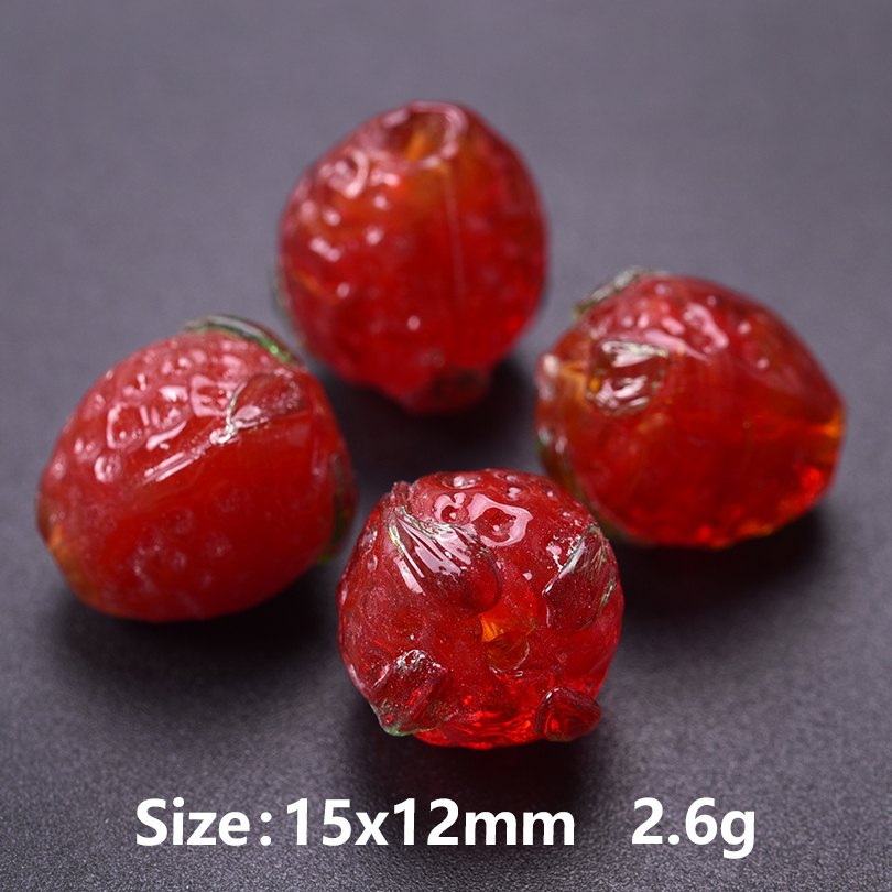 Fargerike 10 stk. glass jordbær persimmon druer perler spacer charms fruktperler øredobber tilbehør glass gjør-det-selv smykker armbånd: Grå