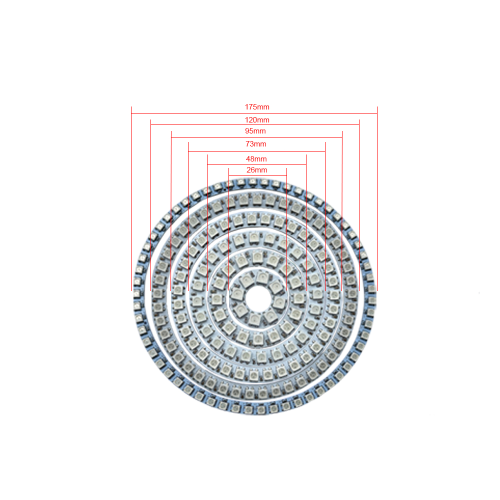 WS2812B Addressable Led Pixel Ring 8/16/24/35/45/60Leds WS2812 5050 RGB Led Diode Ring Color IC Built-in LED