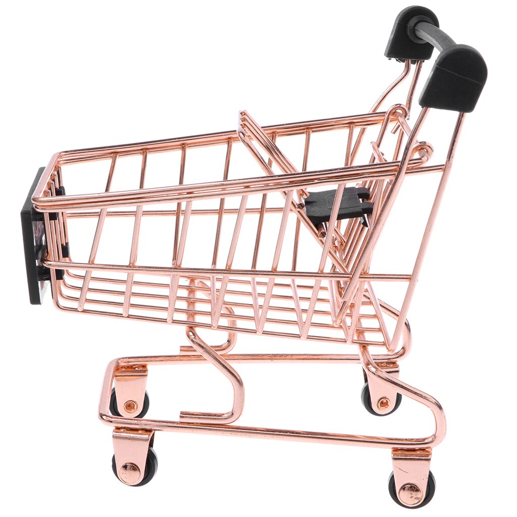 Mini Metalen Miniatuur Winkelwagen Verkoper Sample Kids Kinderen Pretend Play Speelgoed Kamer Leuke Decoratie-Rose Gold: S