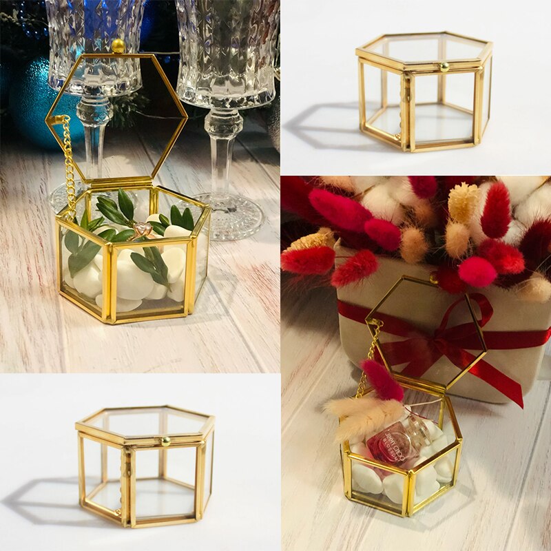 Caja geométrica de cristal transparente para joyería, organizador de joyería, soporte, caja de anillo, collar, pulseras, pendientes, accesorios de almacenamiento de joyería, 1 ud.