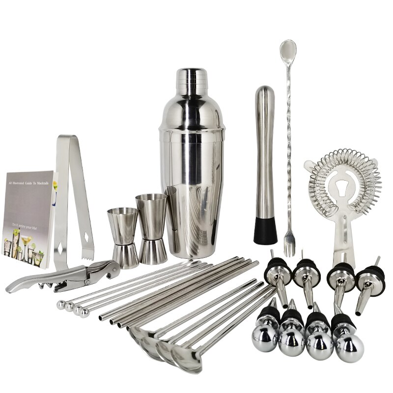 Bar Tool for , Experience for Drink Mixing, Bartender Kit:30-piece Cocktail Shaker Set with Stainless Steel Rotating Stand