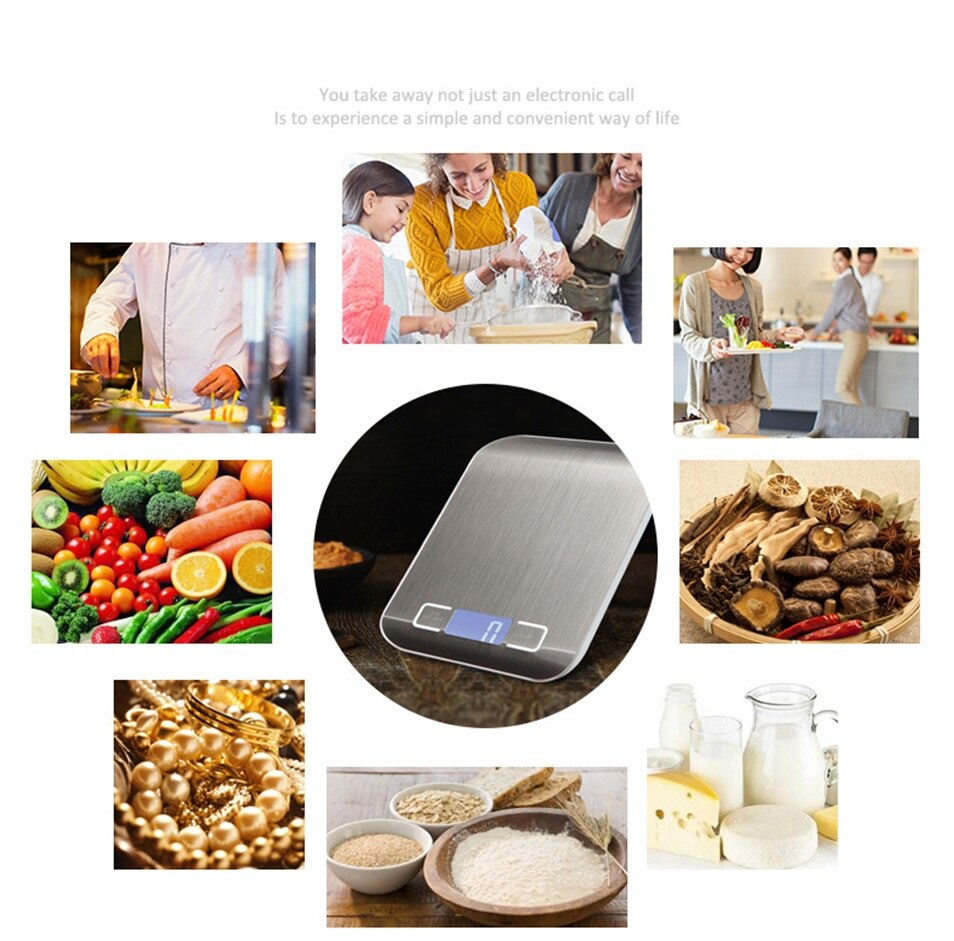 Balance de cuisine numérique précise 5000g 5kg/1g, affichage LED, balance de poids électronique en acier inoxydable, balance de cuisson des aliments