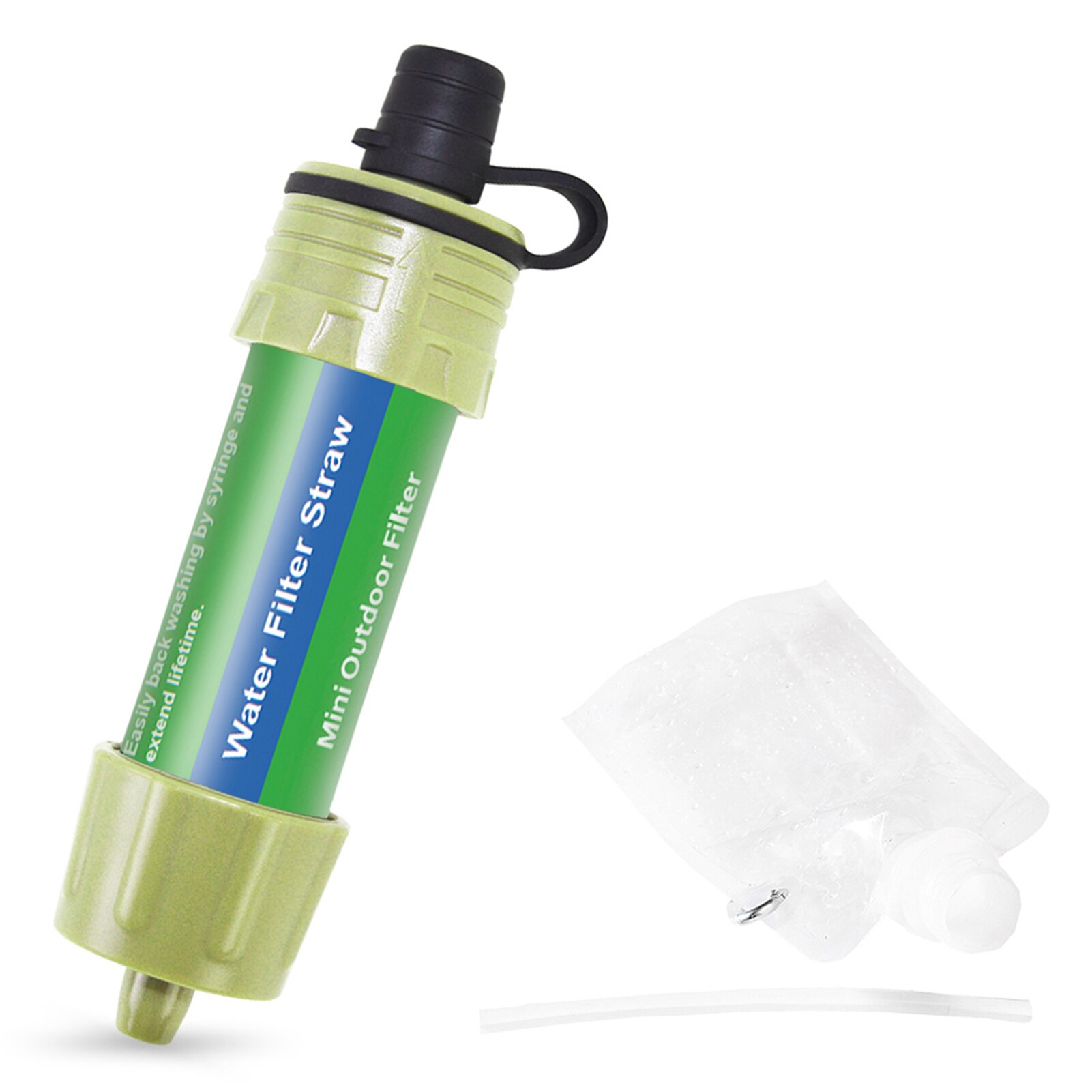 Outdoor Water Filter Stro Water Filtratie-systeem Waterzuiveraar Voor Noodsituaties Camping Reizen Backpacken: 1 piece green