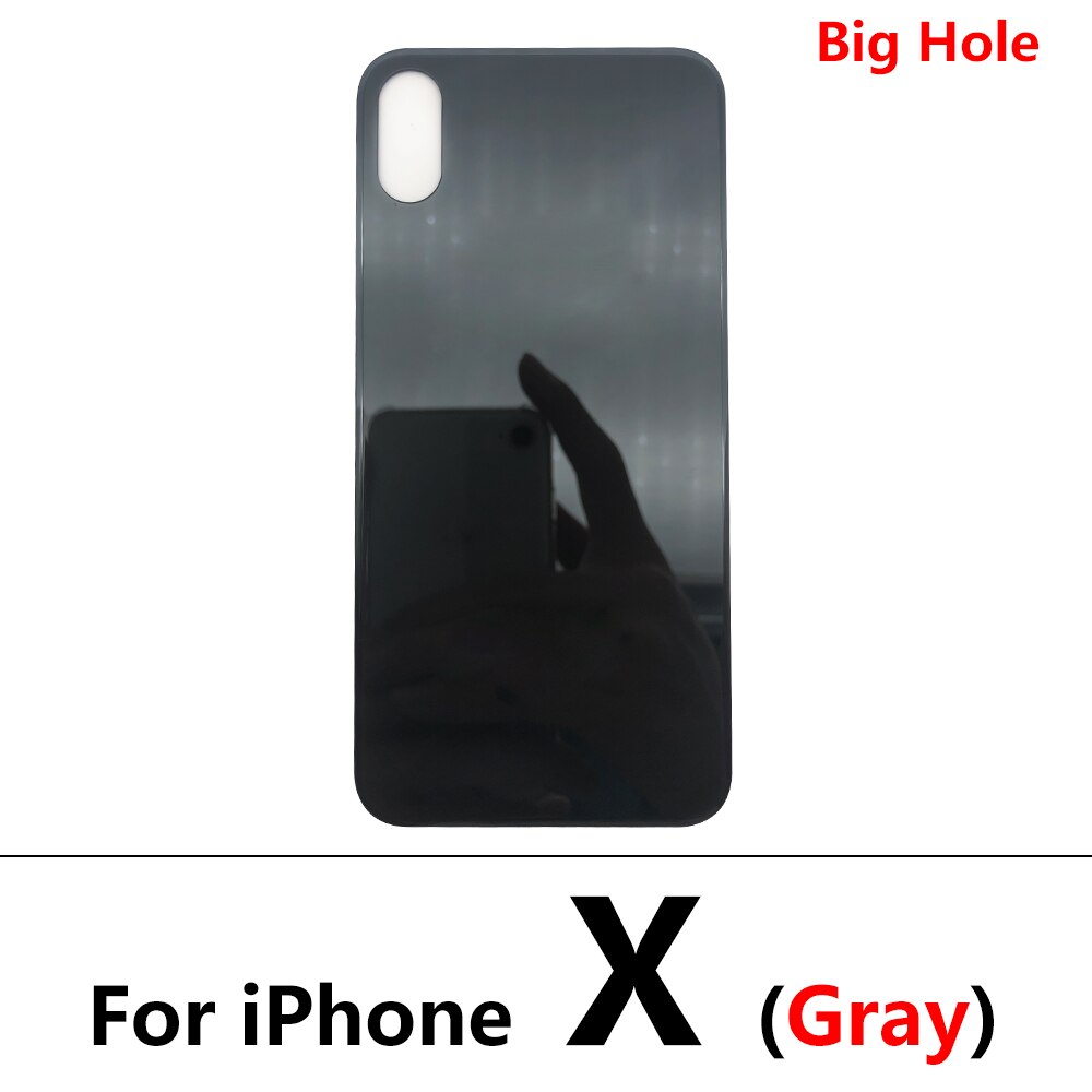 Custodia per Cover posteriore in vetro di ricambio per foro grande per Iphone X XS Max: For iphone X Gray