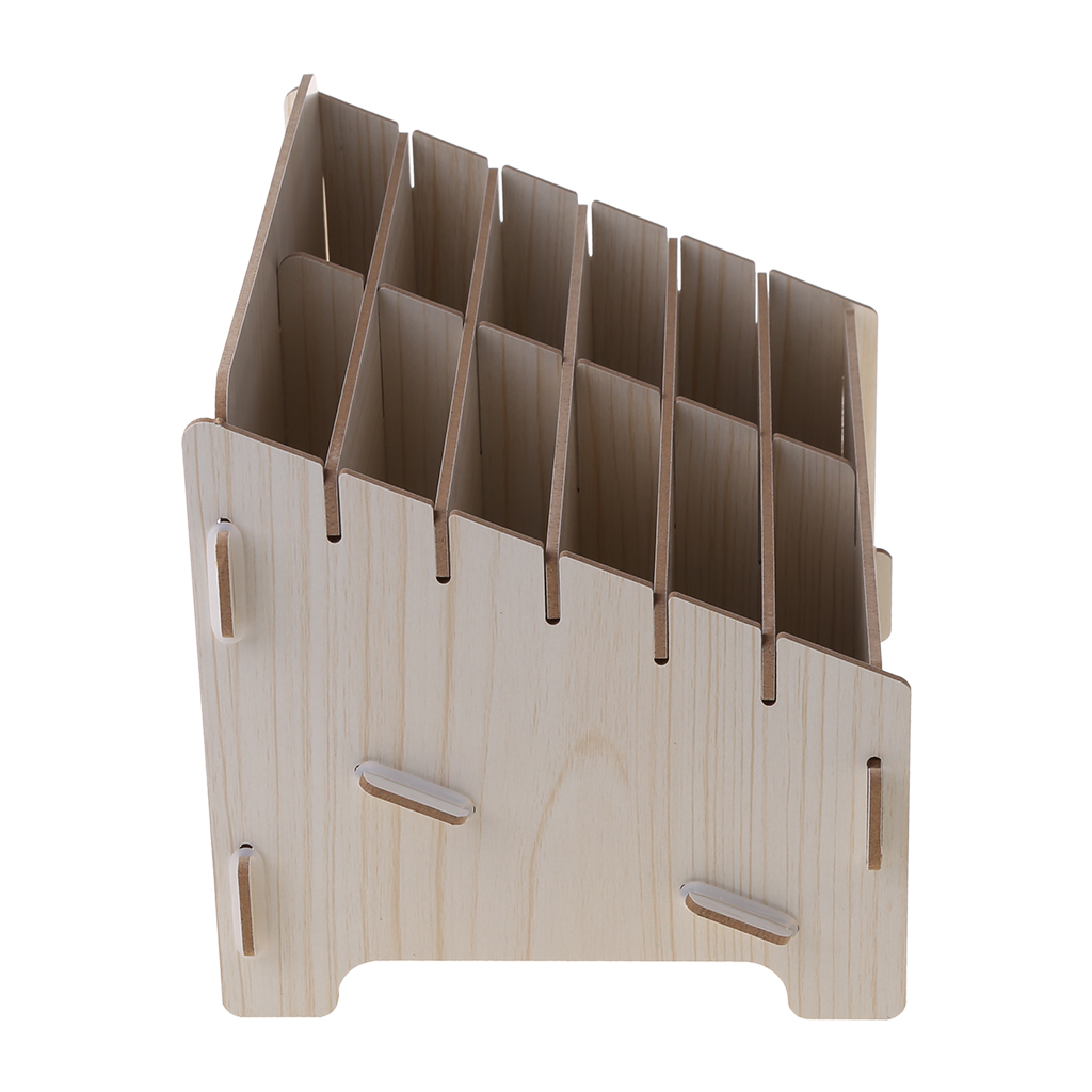 12 Compartments Wooden Mobile Phone Storage Management Box Desk Supplies Organizer Classroom Office Meeting Home