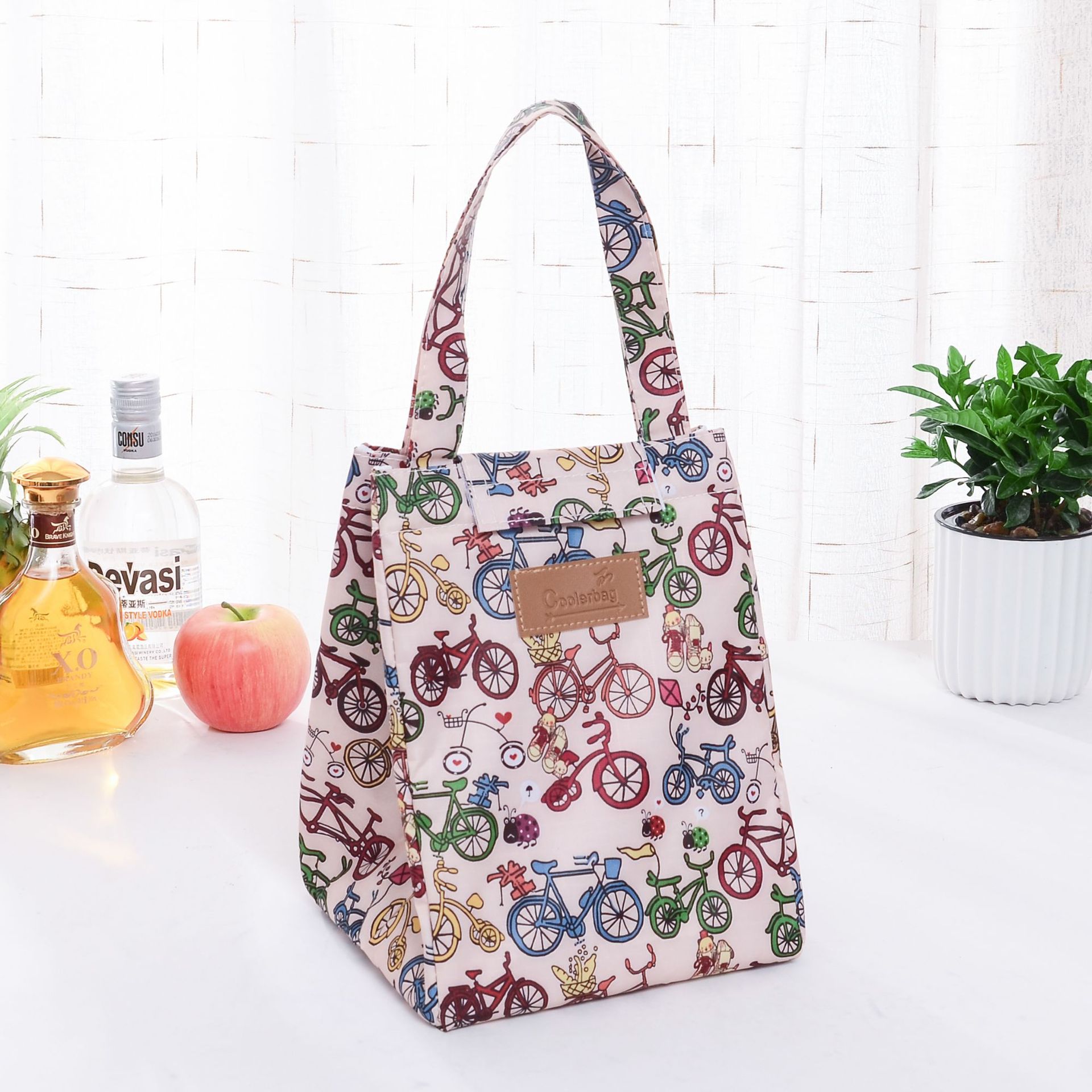 Fahrrad Blume Flamingo Mittagessen Taschen Für Frauen freundlicher Lebensmittel Kühltasche Mittagessen Kasten Kühler Mittagessen Kasten Isolierung Tragbare Tote tasche: 04