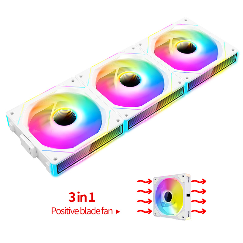 Teucer JM-1 PC boîtier ventilateur miroir Cycle ARGB 120mm 12v/4Pin PWM châssis à faible bruit refroidissement par eau ventilateur paquet unique avec câble: BLEU CIEL