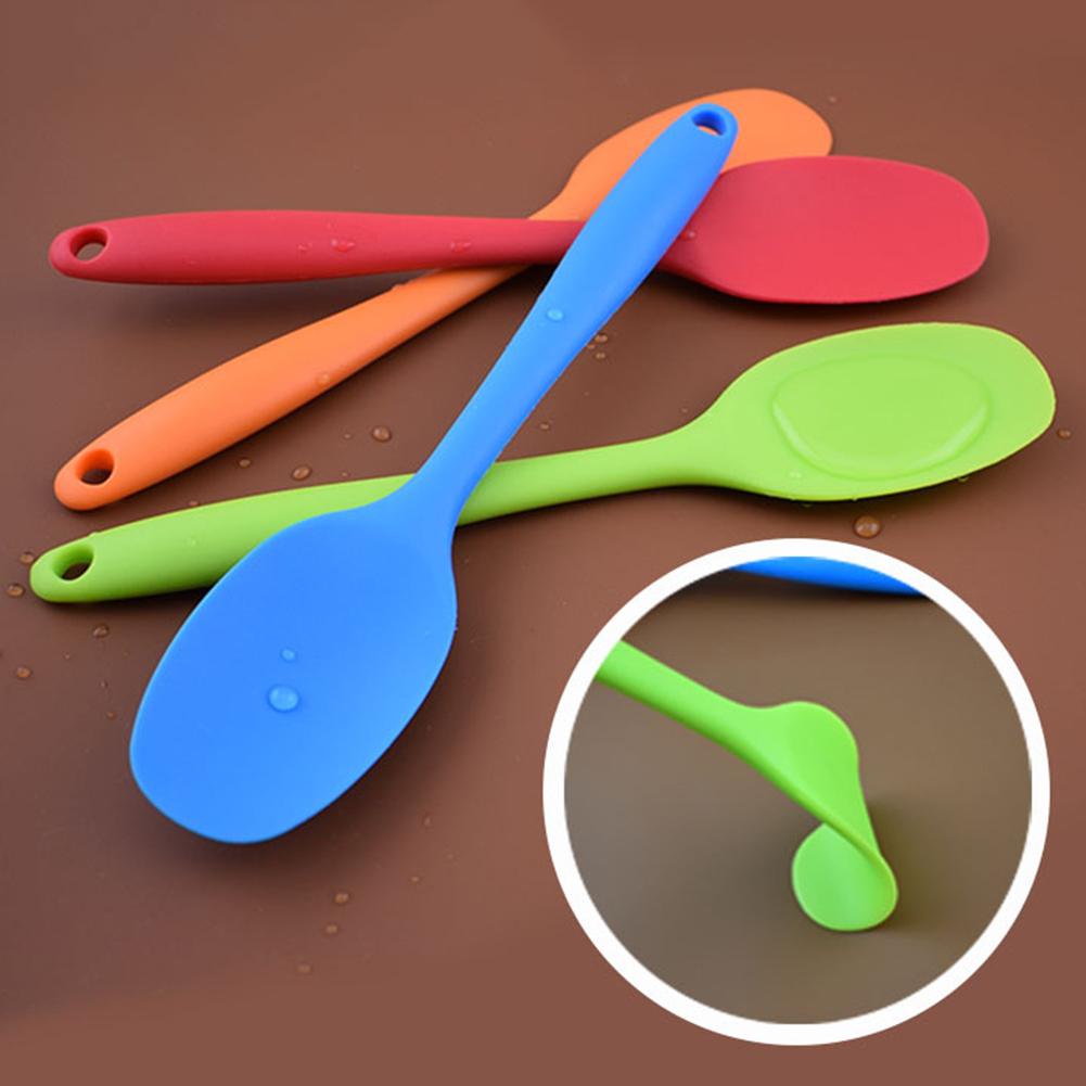 Cuillère Flexible en Silicone résistant à la chaleur, spatule à Long manche, grattoir antiadhésif, cuillères à crème glacée, pelle ustensile de cuisine