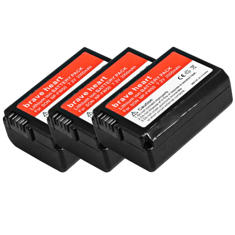 Np -fw50 usb dobbelt oplader +4x np  fw50 batterier til sony nex -5 nex -7 slt -a55 a33 a55 a37 a3000 a5000 a5100 a6000 a6300 a7000: 3 batterier