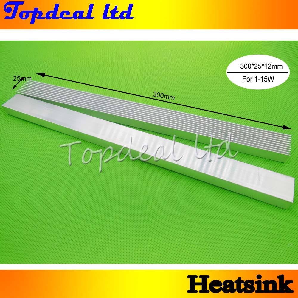 Disipador térmico de aluminio LED de alta potencia, 4 unids/lote, 300mm * 25mm * 12mm para diodos emisores led de 1W,3W,5W