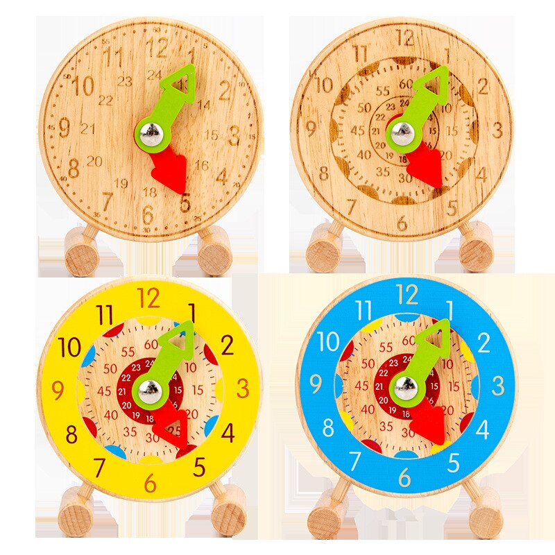 Giocattolo di apprendimento educativo precoce di tempo della sveglia del bambino del giocattolo del Mini orologio cognitivo di legno dei bambini