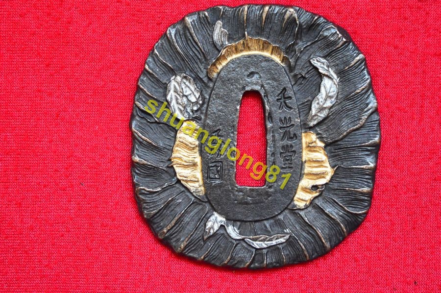 Signed Japanese Alloy Guard Tsuba For Samurai Katana Sword Guard Wakizashi HandMade