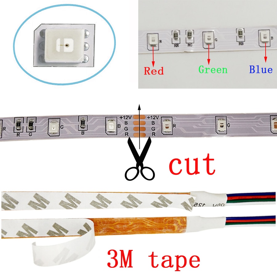 RGB LED Strip 15M 20M Led Light Tape SMD 2835 5M 10M DC 12V Waterproof RGB LED Light diode Ribbon Flexible Controller