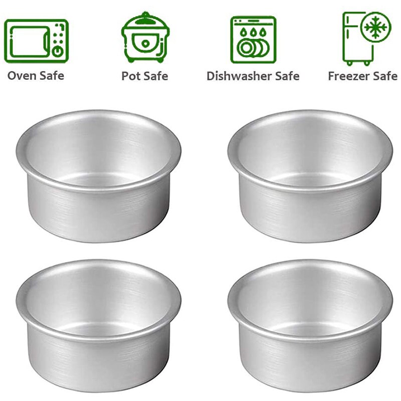4Pcs Mini Cake Pan 4 Inch Aluminum Round Cake Pans with Removable Bottom for Cake Baking