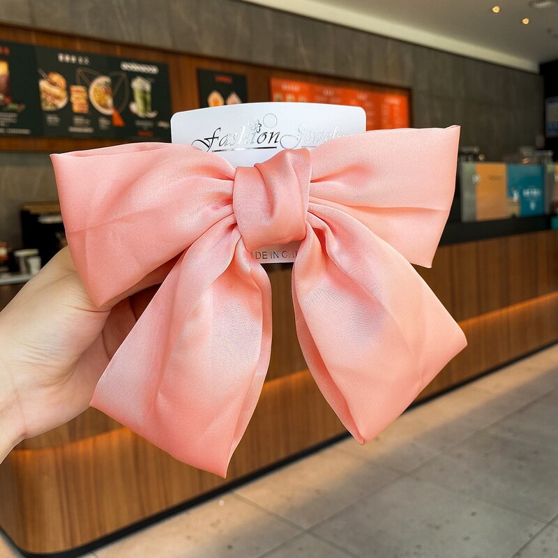 Pinces à cheveux en Satin, 1 pièce, gros nœud papillon à deux couches, épingle à cheveux, accessoires pour femmes, bandeaux de coiffure: Hairpins Nude