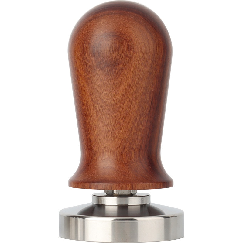 51/53/58mm kalibrerede espresso-tamper, kalibreret kaffe-tamper med fjederbelastet træhåndtag i rustfrit stål flad base