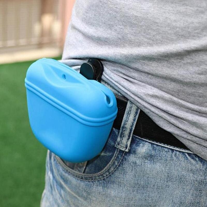 1 bolsa de Alimentación de Mascotas de silicona bolsa de almacenamiento portátil de aperitivos para perros bolsa de comida para mascotas Cinturón desmontable bolsa de adiestramiento al aire libre