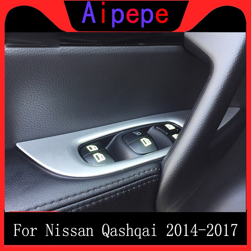 For Nissan Rogue Sport Qashqai J11 Chrome Door Window Armrest Cover Switch Button Panel Trim Frame