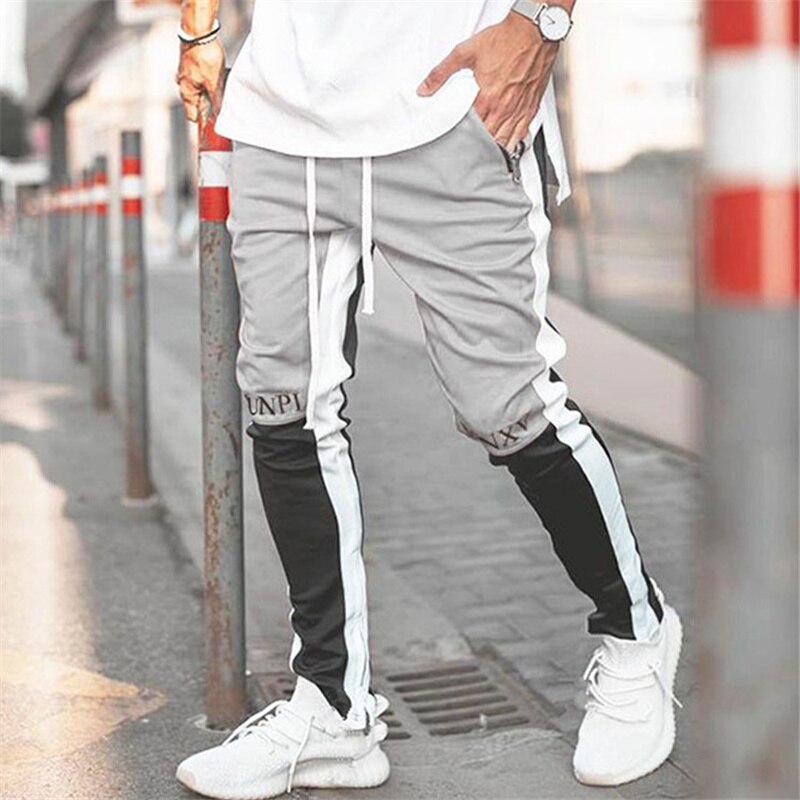 Efterårsmærke gym sportsbukser mænd jogger patchwork slim fit bodybuilding herre løbebukser løbere mænd jogger joggingbukser
