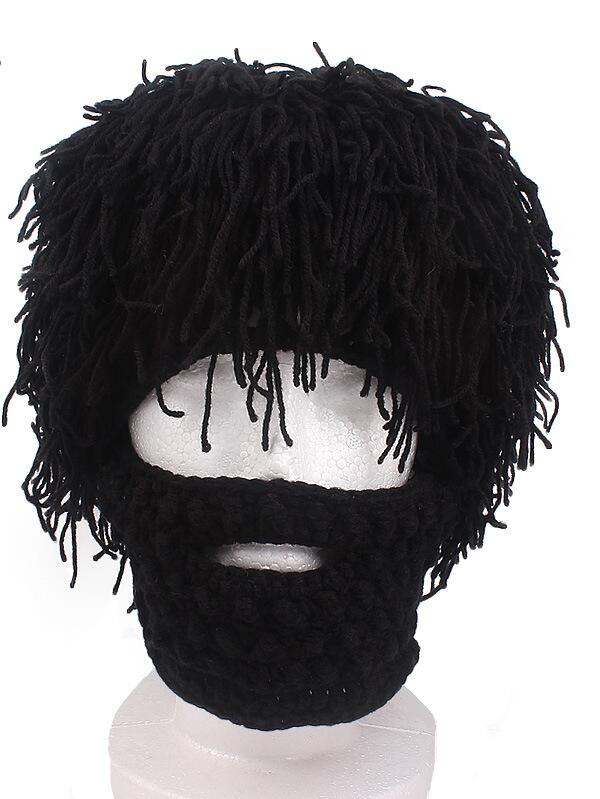 1pcs/lot Handmade Knitted Men Winter Crochet Mustache Hat Beard Beanies Face Tassel Bicycle Mask Ski Warm Cap (good)