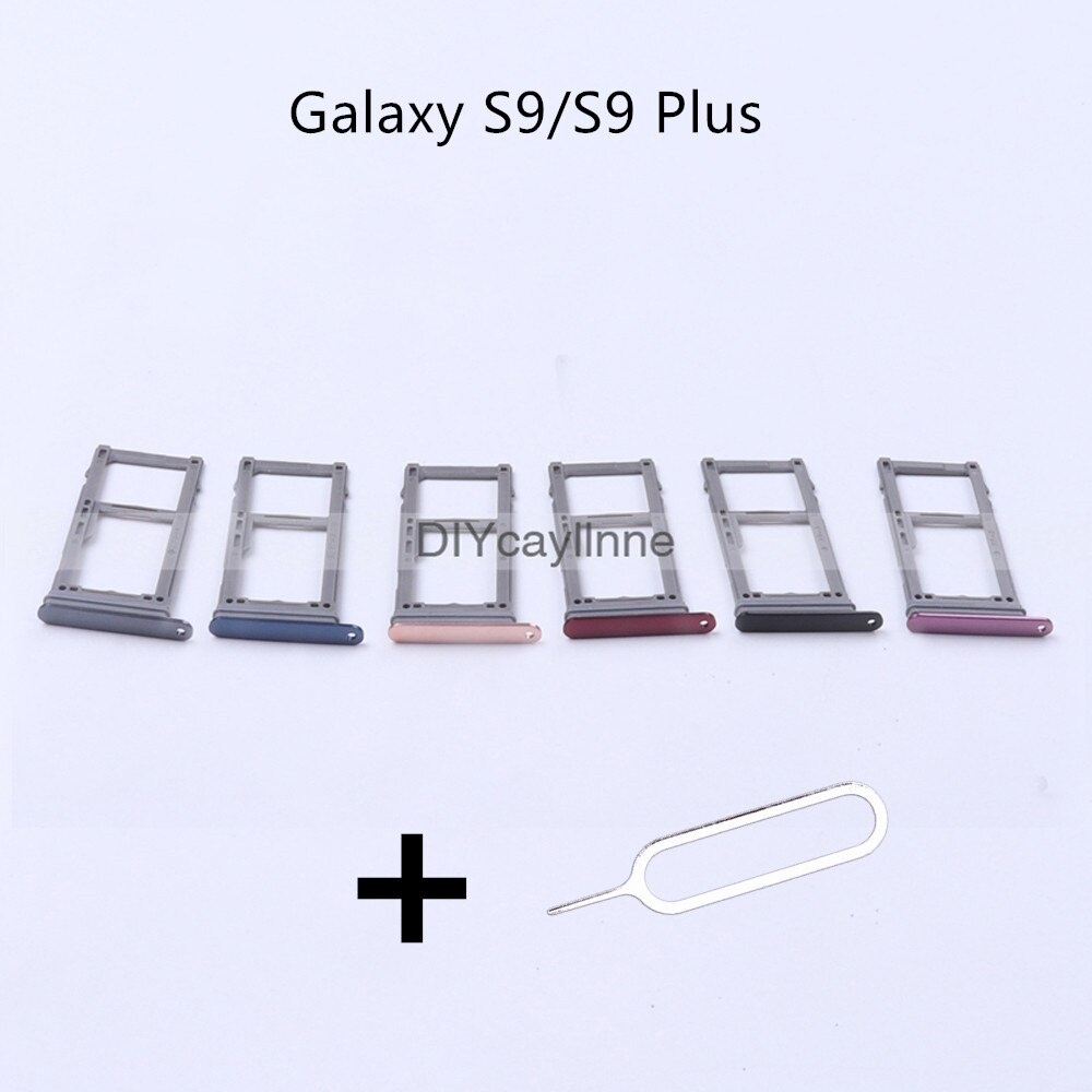 Soporte de ranura Micro SD de bandeja de tarjeta Nano Sim de plástico metálico simple/doble para Samsung Galaxy S9 / S9 Plus S9 +