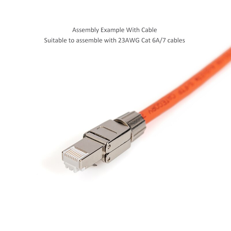 Conector de campo RJ45 8P8C Cat 6A Cat7, enchufe de terminación completamente blindado, enchufe Modular sin herramientas para Cables de instalación sólidos 23AWG