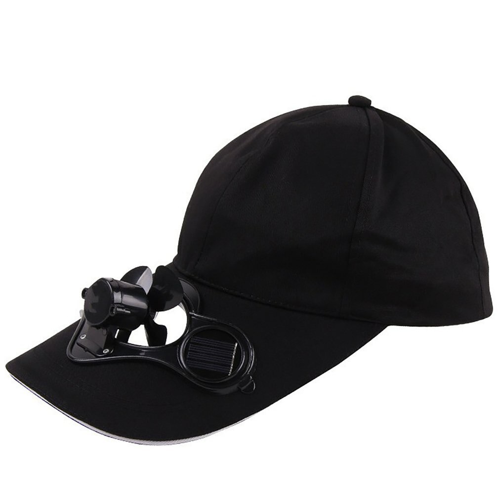 Protector Solar ventilador sombrero verano sombreros de deporte al aire libre gorro de protección Solar con energía Solar ventilador de bicicleta escalada gorra de béisbol: Black